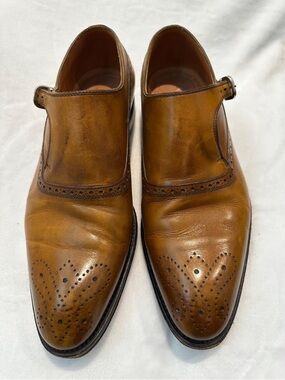 Bontoni Tan Leather Single Monk Strap Brogue Oxfords